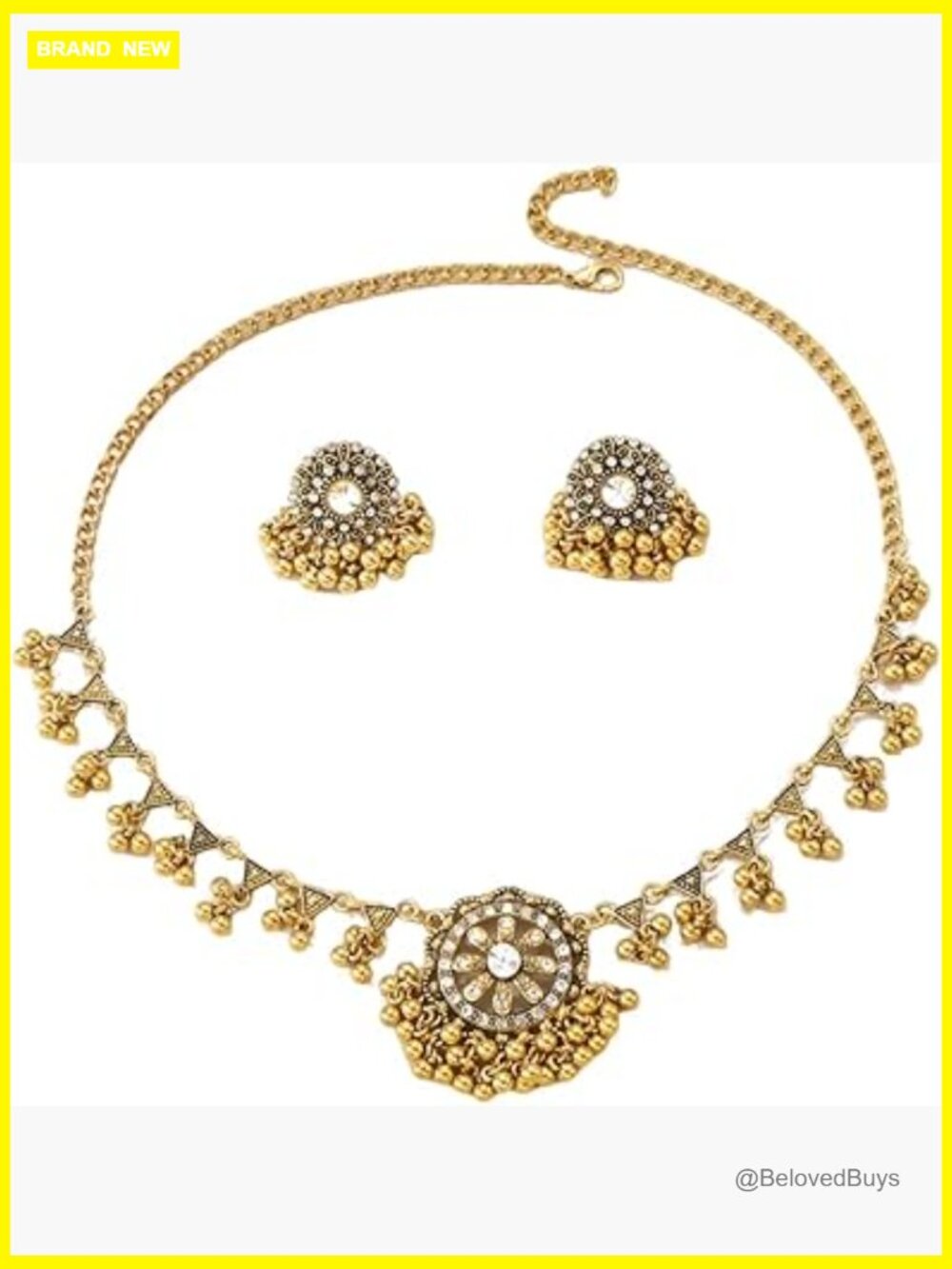 Bohemian Flower Cubic Zirconia Jewelry Set - Earrings and Necklace